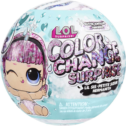 LOL Surprise Glitter Color Change Lil Sis with 5 Surprises- Collectible Doll Including Sparkly Fashion Accessories
