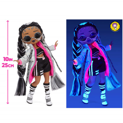LOL Surprise OMG Dance Dance Dance B-Gurl Fashion Doll with 15 Surprises Including Magic Blacklight, Shoes, Hair Brush, Doll Stand