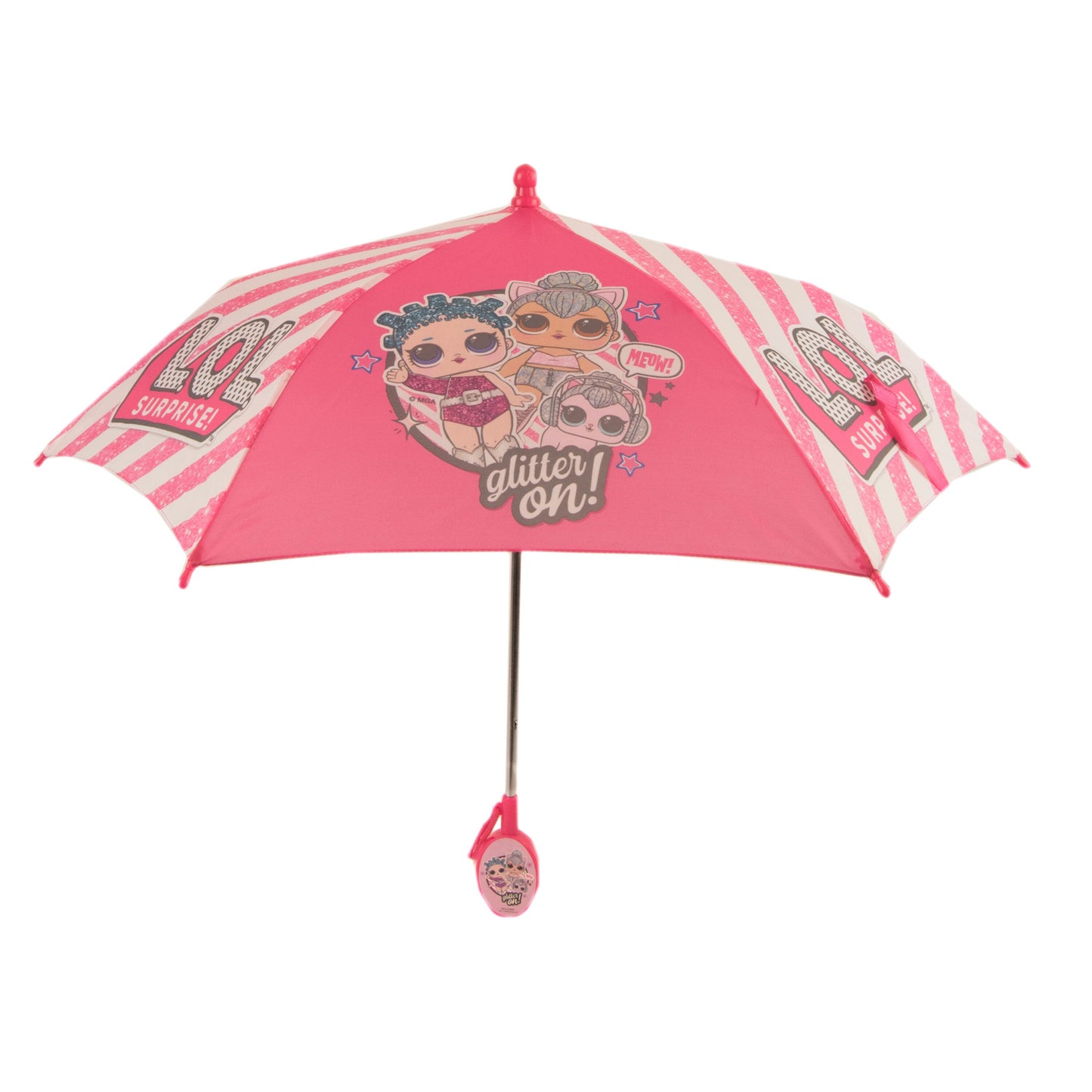 L.O.L Surprise Glitter Stripes Umbrella - Lightweight Umbrella Accessory for Kids, Rain or Shine Cover, Toddler