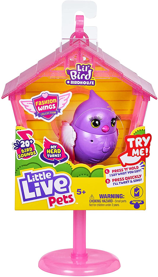 Little Live Pets - Lil' Bird & Bird House: Pretty Posh | Linkable Bird Houses, New Moving Bird Heads with 20 + Sounds, and Reacts to Touch