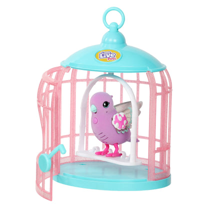 Little Live Pretend Play Toy Pets Bird Cage - Polly Pearl - Lights and Sounds Bird Toy, Series 13