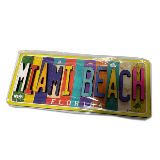Miami Beach Rectangle Multi-Color Magnet, Souvenir Gift - Fridge & Home Magnet 4.5" (1Pcs)