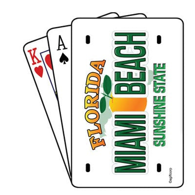 Miami Beach Florida "Sunshine State" License Plate Playing Cards Collectible Souvenir - Great Gift For Florida Fans