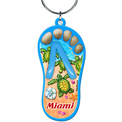 Miami Sand Filled Foot Toes Sandal Flip Flop Keychain - Travel Souvenir Gift, Multicolor - Random Style Pick (1 Count)