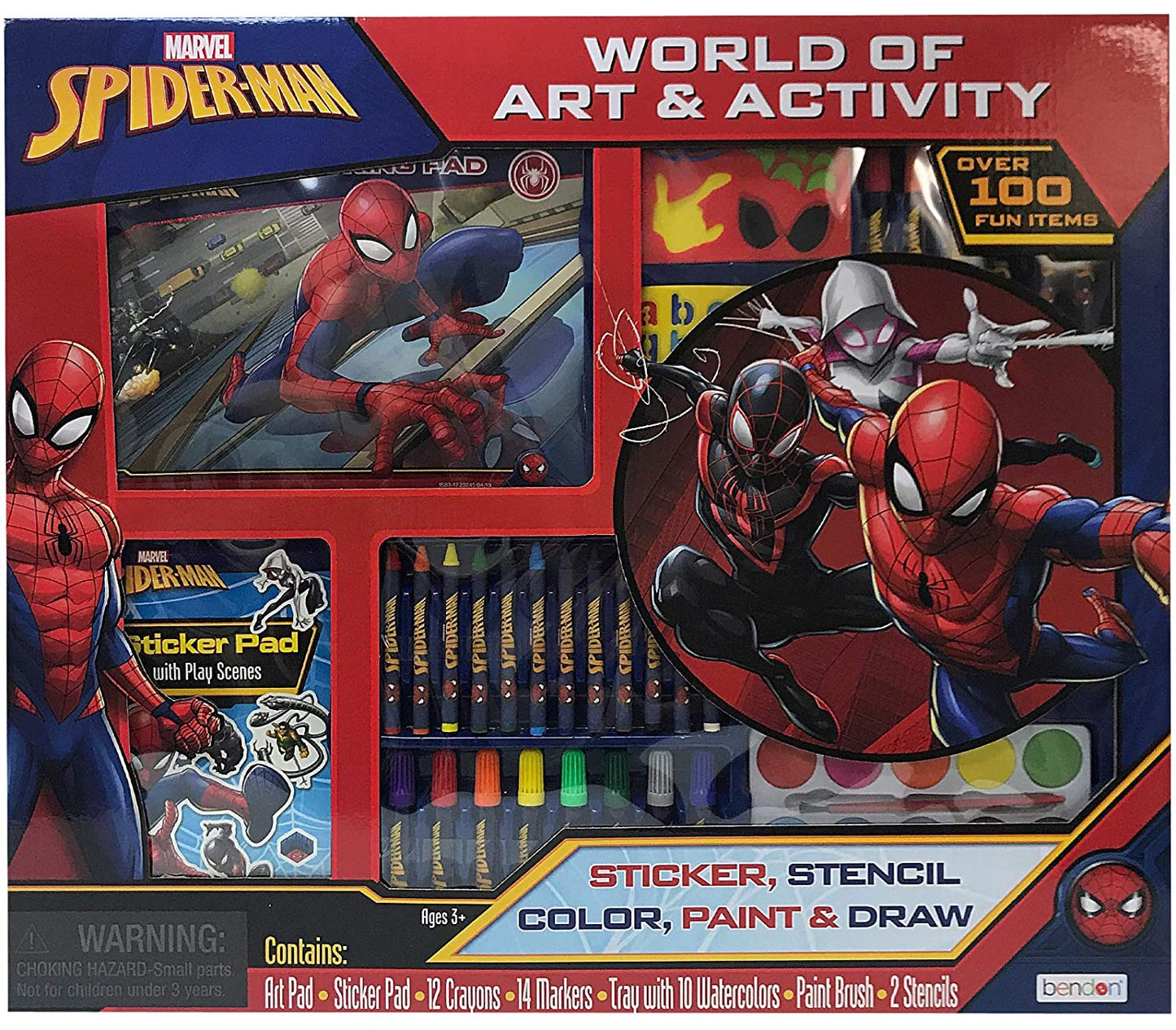 Marvel Superheroes Spiderman Stationery Art and Activity Gift Set With Over 100pcs- Painting and Drawing Kit