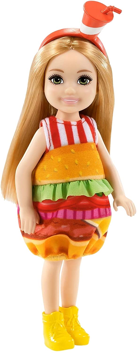Mattel - Barbie Club Chelsea, Burger Dress-Up Costume Doll with Pet