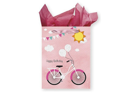 Medium Birthday Gift Bags, Hip Hip Hooray,  Happy Birthday Bicycle & Balloons & More.