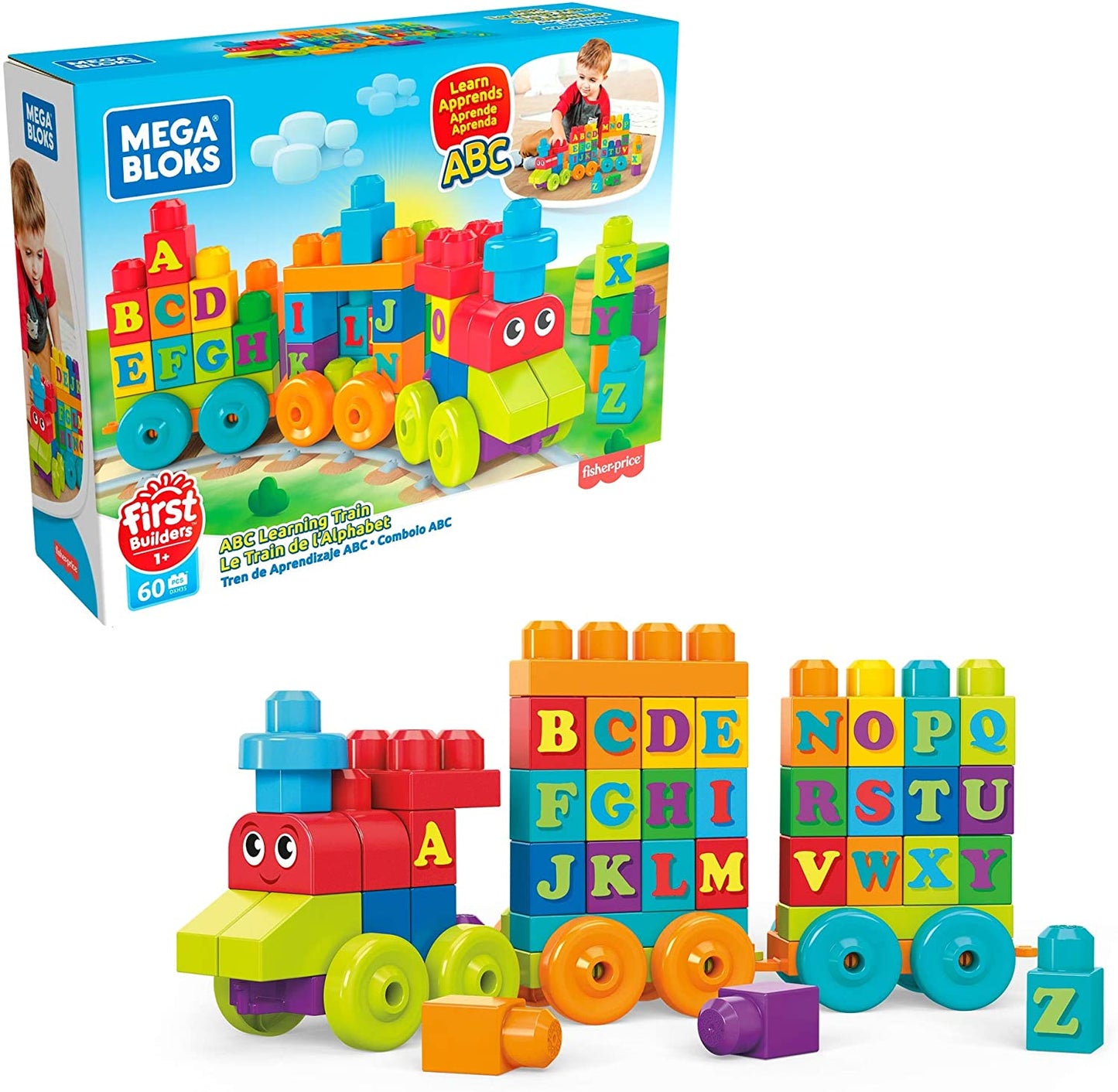 Mattel Mega Bloks First Builders ABC Learning Train Building Set, Includes Blocks letters A through Z