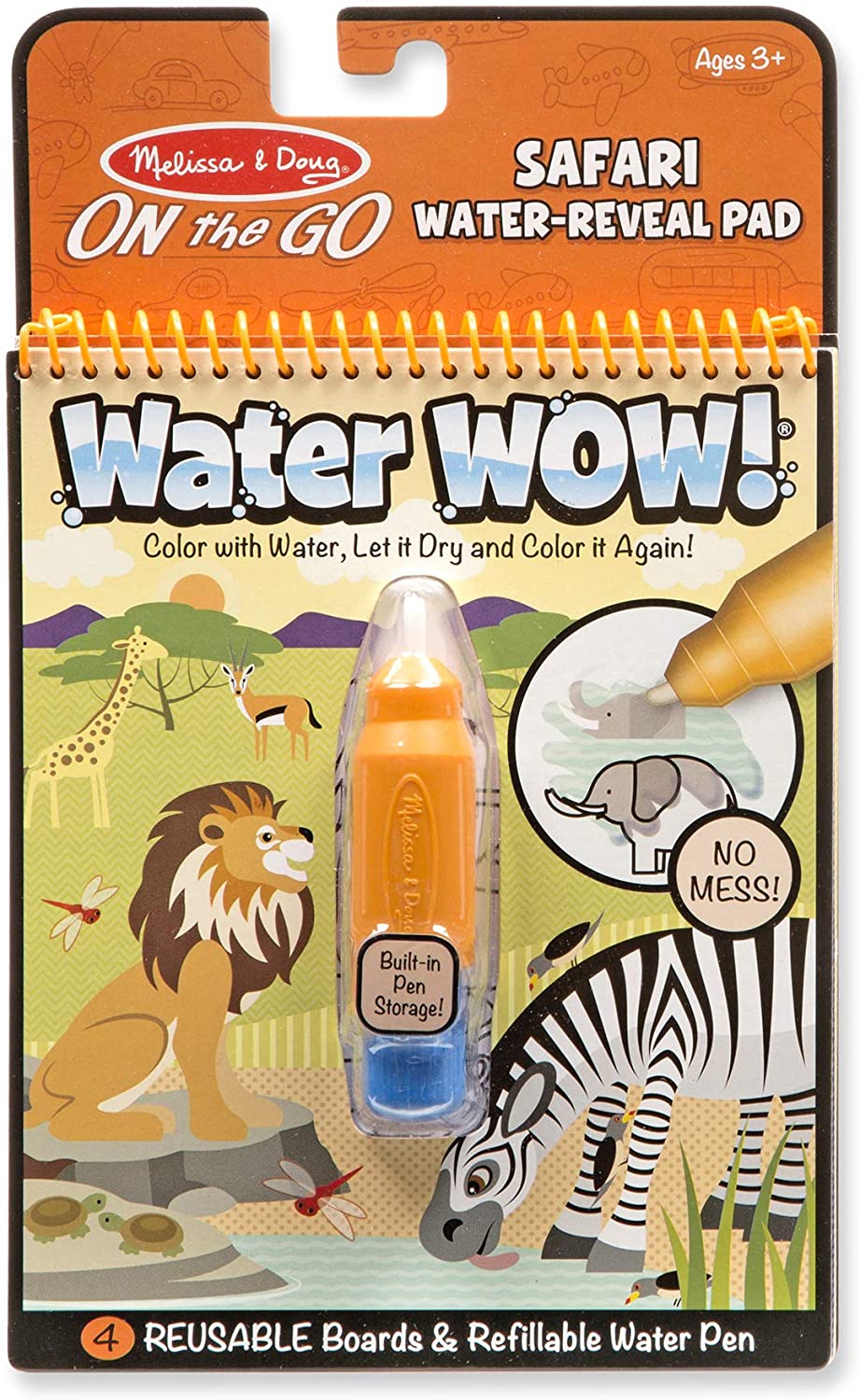 Melissa & Doug On the Go Water Wow! Reusable Water-Reveal Activity Pad - Safari - Water Base No Mess Painting