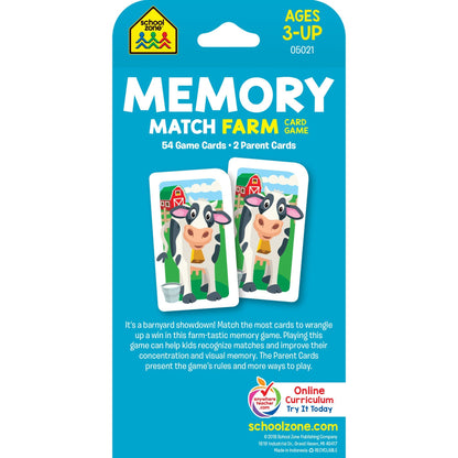 Memory Match Farm Card Game - Ages 3+, Animals, Early Reading, Counting, Matching, Vocabulary