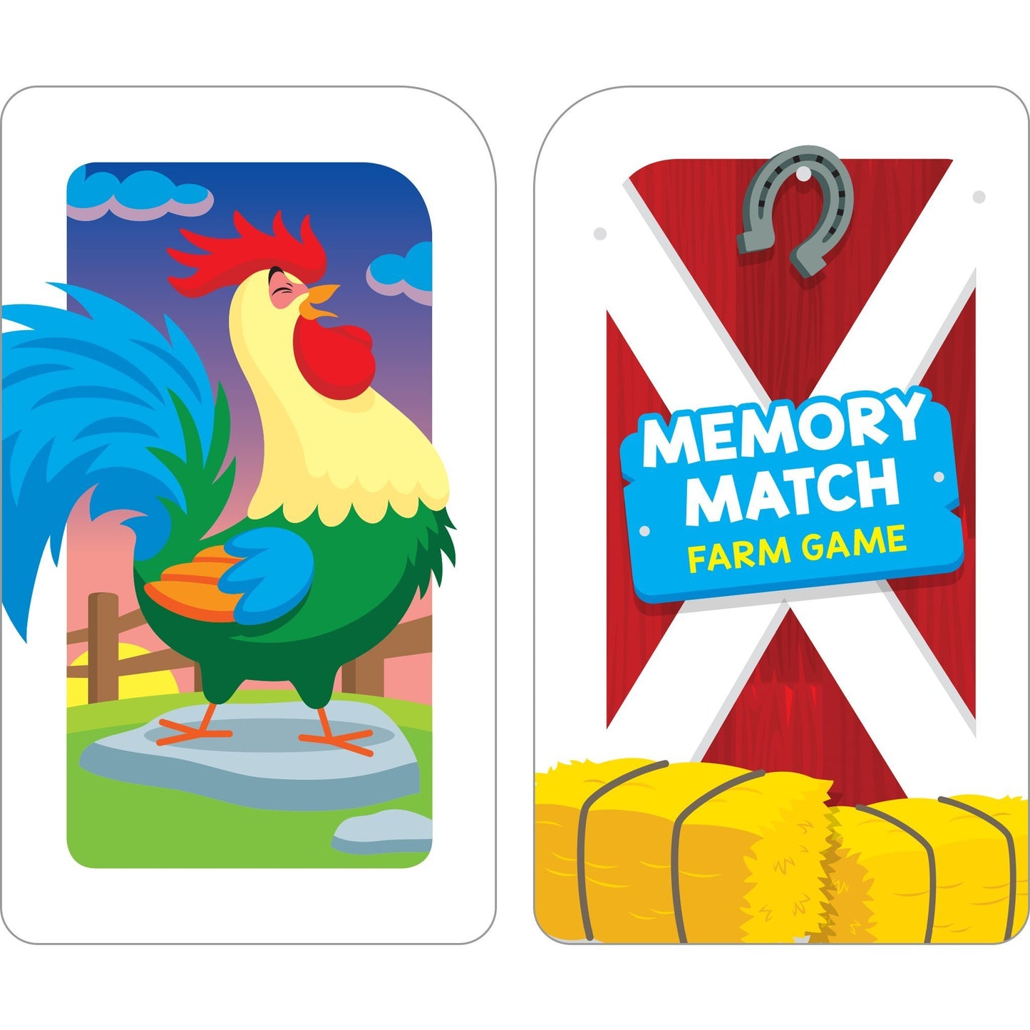 Memory Match Farm Card Game - Ages 3+, Animals, Early Reading, Counting, Matching, Vocabulary