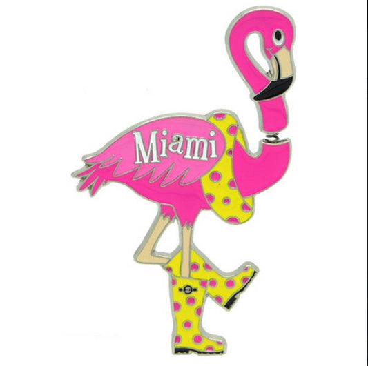 Miami Magnets Bobble Head Flamingo, Travel Souvenir Gift, Multicolor 1Pcs