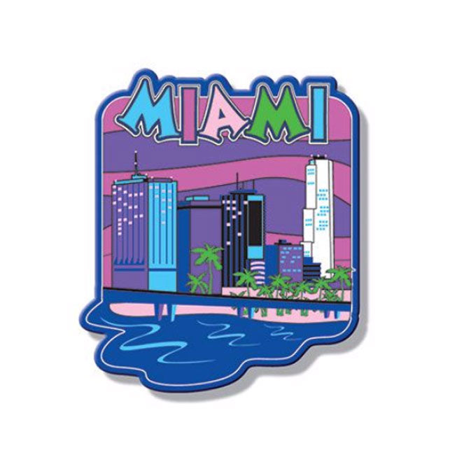 Miami Skyline Magnet Gift, Miami Rubber Art Magnet - Approx. size 3'' x 3.5'', Travel Souvenir Gift, Color may vary 1Pcs