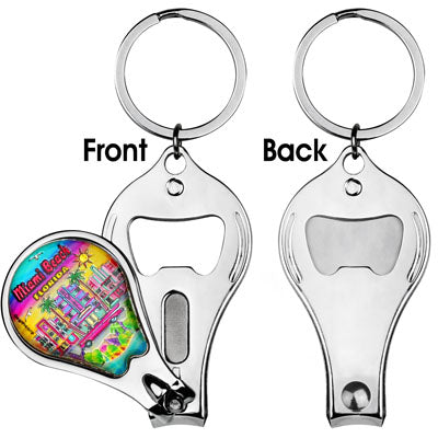 Miami Beach Florida Nail Clipper Metal Keychain - Travel Souvenir Gift, Multicolor 1 Count