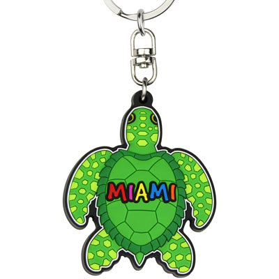 Miami Beach Florida Rubber Sea Turtle Keychain - Great Miami Florida Souvenir Gift
