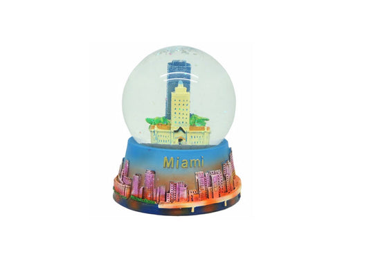 Miami Florida Icons Colorful Snow Globe 65mm Polyresin - 3D images of South Beach Famous Landmarks