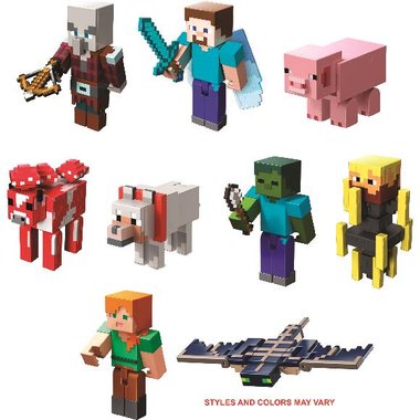 Minecraft Earth 3.25" Assortment - Steve in Red, Zombie, Tabby Cat (1pcs)