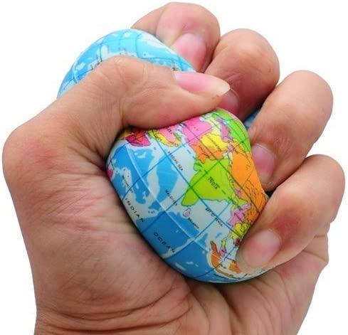 Squeezable Planet Earth Globe Ball Toy, Anti-Stress Ball, Blue (2.5 inches)