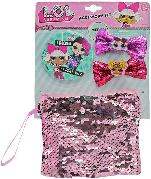 LOL Surprise Accessory Set Shimmering Bows, Round Mirror & Mini Sequin Pouch