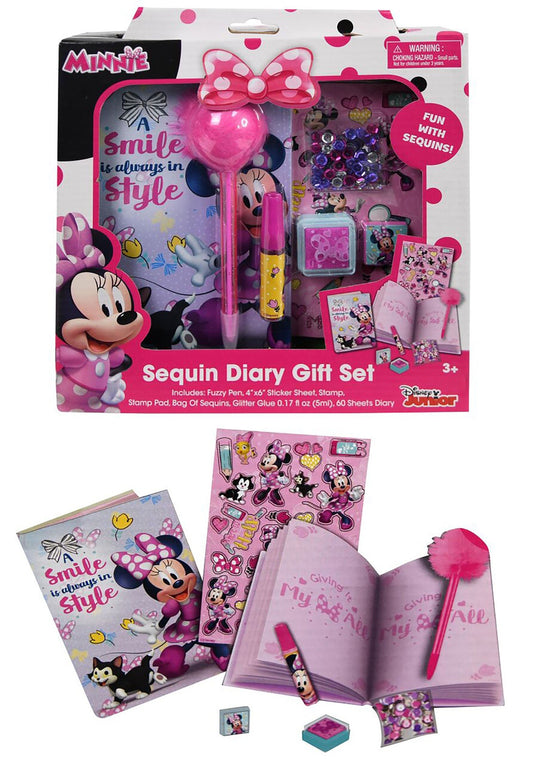 Minnie Mouse Diary Set in Box - Comes with diary, pen, stamper, stickers, and more (in Spanish cover)