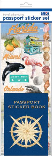 Florida Passport Sticker Sets - FL Passport or Scrapbooking Sticker Set