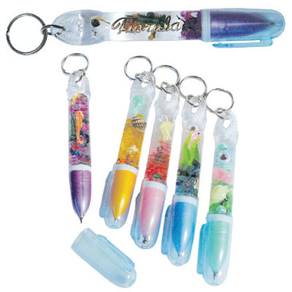 Miami Florida Pen Key Chain Fill With Sea Animal  - Great Souvenir (Random Color Pick, 1Pcs)