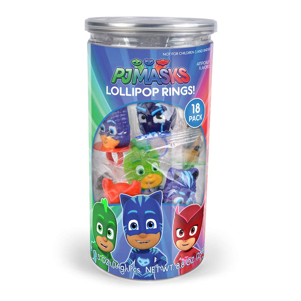 PJ Masks Character Shaped Hard Candy Lollipop Rings, Easter Candy, Party Favor, Individually or 15 Pack