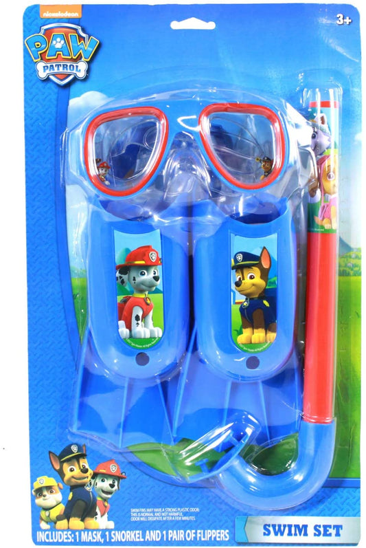 Paw Patrol Nickelodeon Swim Goggles Mask Snorkel Flippers Set, Standard, Blue
