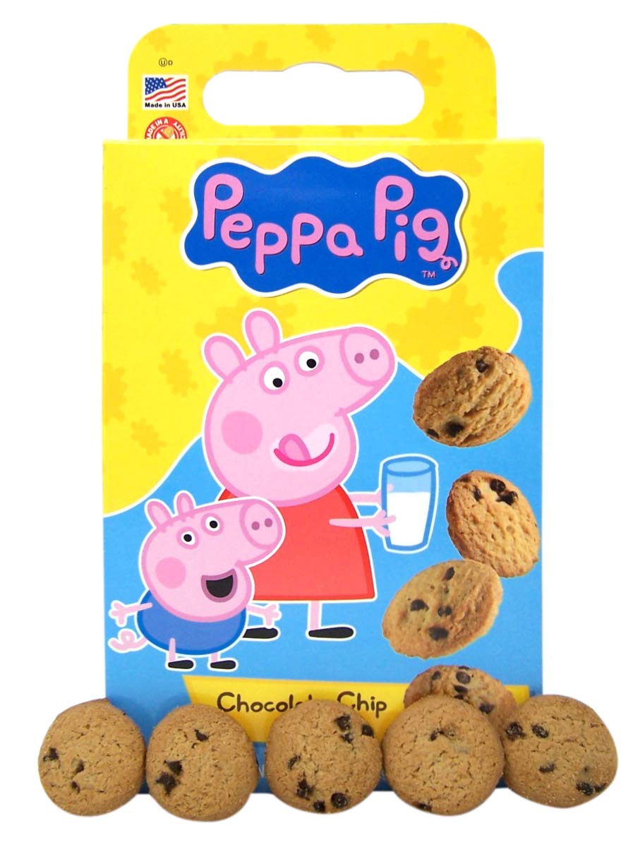 Peppa Pig Mini Chocolate Chip Cookies Cuboid Box- Snacks for Kids, 7 Ounce