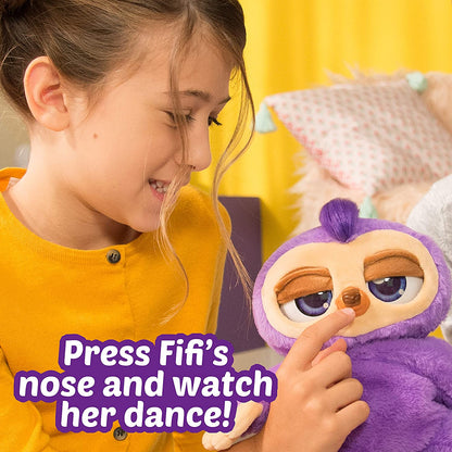 Pets Alive Fifi the Flossing Sloth Purple - 11" Interactive Animal Dancing Robotic Plush Toy with 3 Songs, Floss Dance