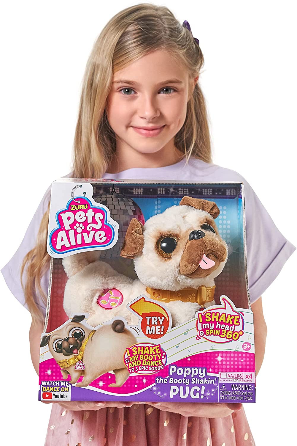 Pets Alive Poppy The Booty Shakin'Pug – Interactive Dancing Plush