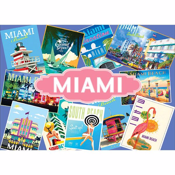 Miami Photo Magnet - 2.5 x 3.5 inches, Retro Collage Design - Great Gift for Miami Fan