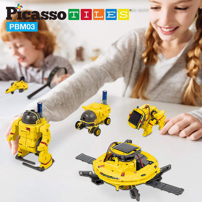 PicassoTiles STEM Kids Solar Powered Space Robot Educational Learning Engineering Building Toy 6-in-1