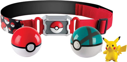 Pokémon Clip and Carry Poké Ball Adjustable Belt with 2-inch Pokemon Figure, Poké Ball, and Additional Poke Ball