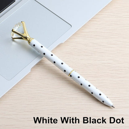 Polka Dot Big Crystal Diamond Head Ballpoint Pen, 1 Count - Random Color Pick