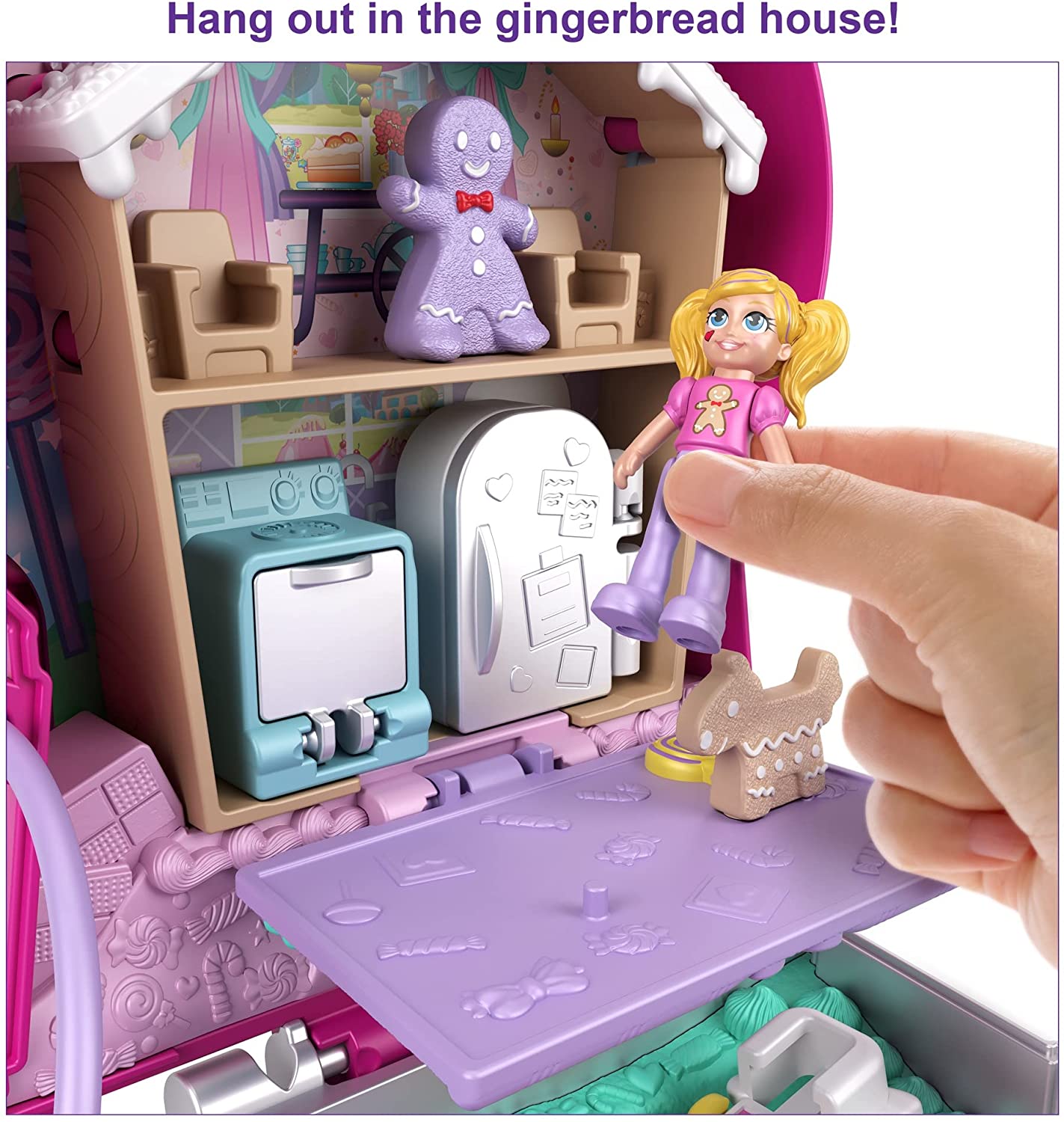 Polly Pocket Candy Cutie Gumball Compact, Gumball Theme with Micro Polly & Margot Dolls, 5 Reveals & 13 Related Accessories, Pop & Swap Feature