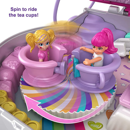 Polly Pocket Candy Cutie Gumball Compact, Gumball Theme with Micro Polly & Margot Dolls, 5 Reveals & 13 Related Accessories, Pop & Swap Feature