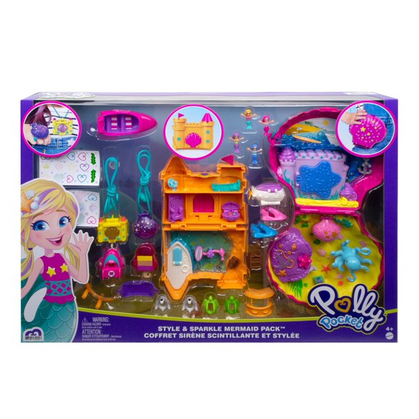 Polly Pocket Style & Sparkle Mermaid Pack for Ages 3 Years Old and Up