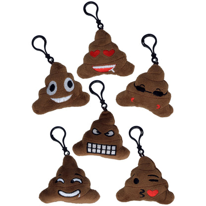 Poop Emoji Plush Key Chain Accessory Clip On Assorted Emotions - Random Style Pick (1 Count)
