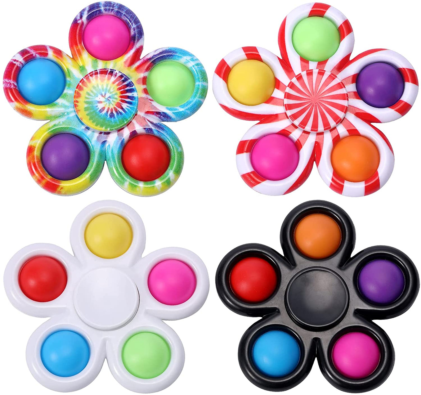 Pop 5 Fidget Spinner Simple Dimple 5 Fidget Popper, Tie-Dye Rotatable Bubble 5 Fidget Spinner Hand Spinner (1 Random Color Pick)