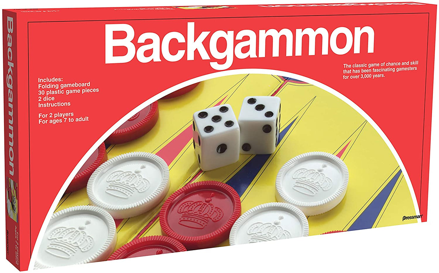 Pressman Backgammon Folding Family Board Game - Strategy Learning and Educational Toy Game