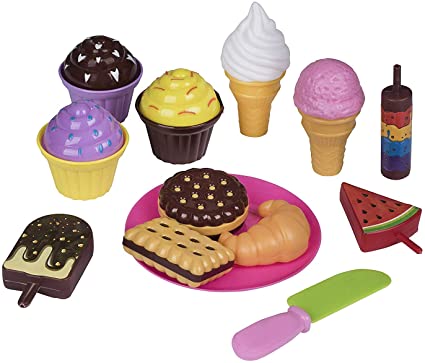 Pretend Play Pastry Paradise Food, Pretend Play Set Summer Food Toys, 13 Educational Fun Little Pastries for Children's Play Kitchen