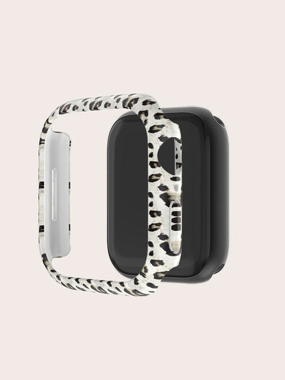 Protective Bumper Case in Leopard Print with Glass Screen Protector Compatible with Apple Watch 38mm