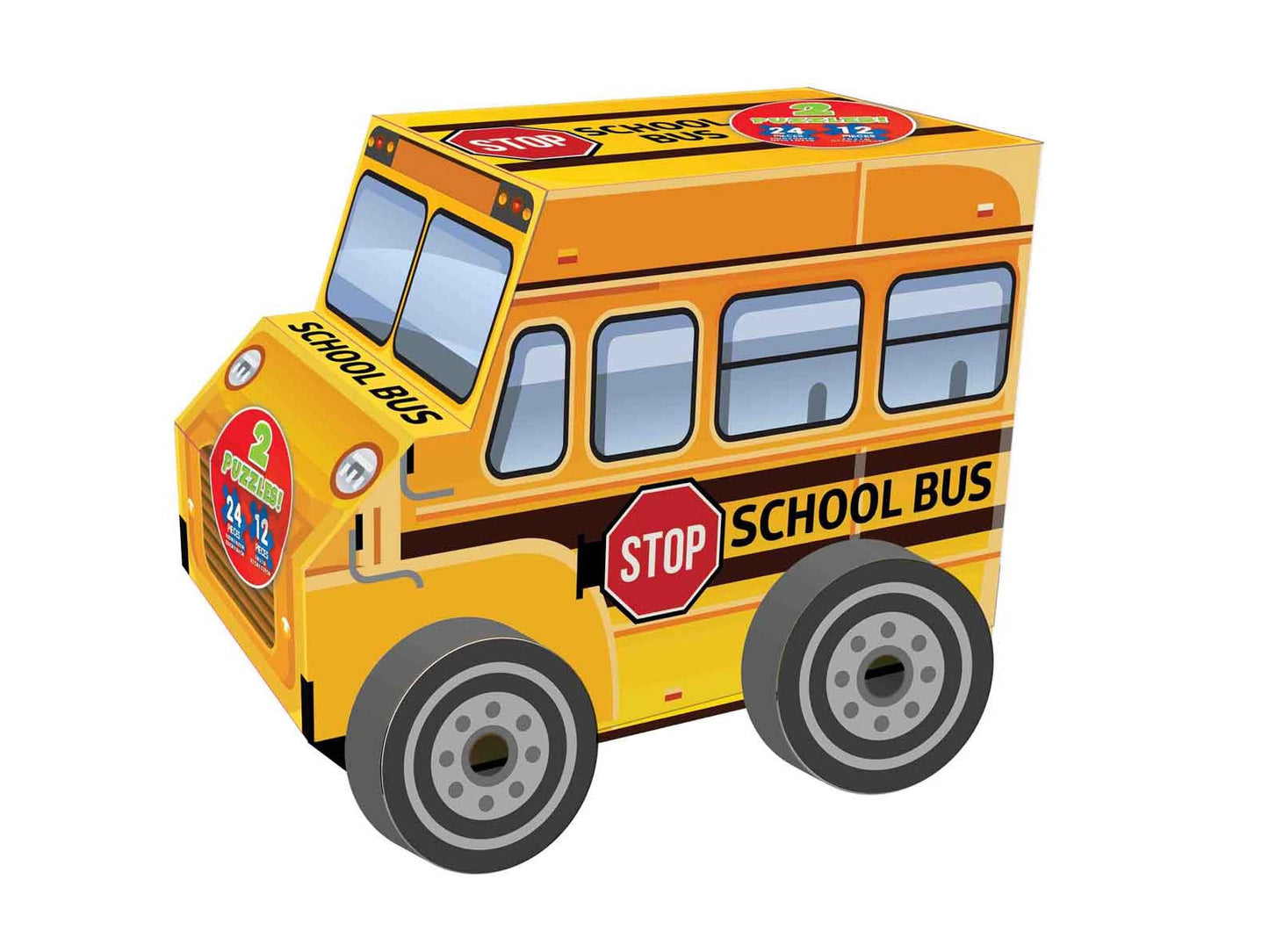 Puzzles in Shaped Vehicles: Ice-cream Van, School Bus, Fire Truck, Kids Fun
