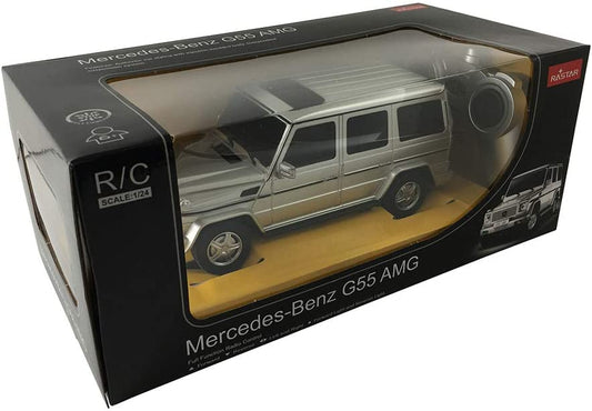 Rastar Off-Road Remote Control Car, 1:14 Mercedes-AMG G55 RC Vehicle Toy , Doors Open/Working Lights - Silver/2.4Ghz