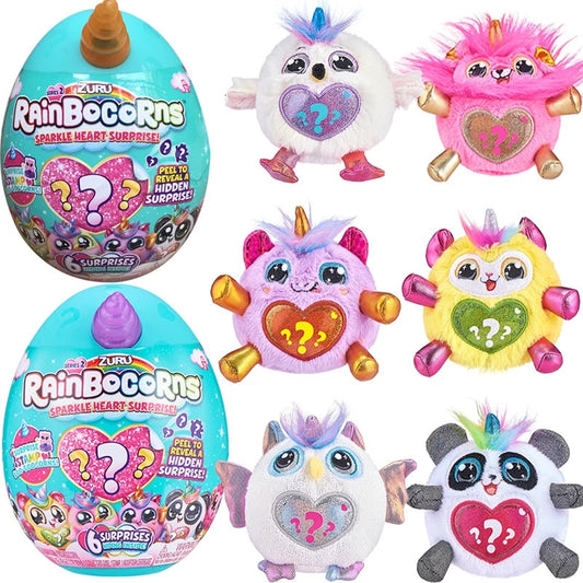 Rainbocorns - Plush Sparkle Heart Surprise Series 2 - Unicorn, Flamingo, Panda, Lion, Owl, Monkey
