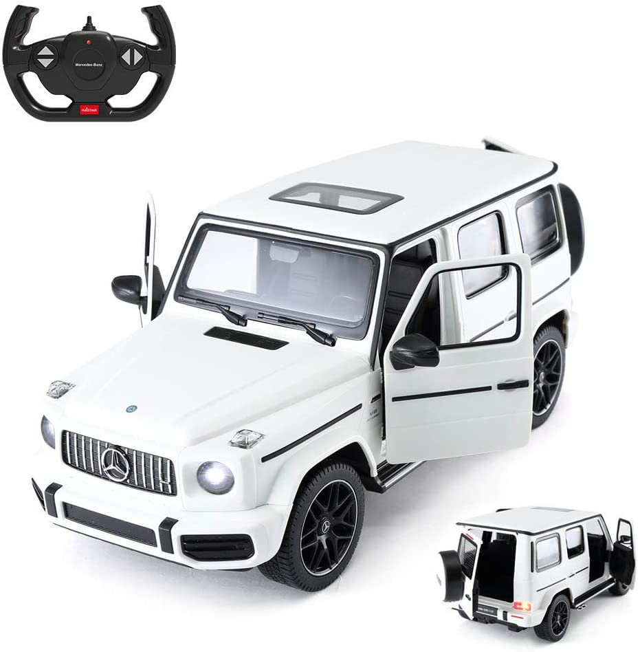 Rastar Off-Road Remote Control Car, 1:14 Mercedes-AMG G63 R/C Off-Roader Toy Car, Doors Open/Working Lights - White/2.4Ghz