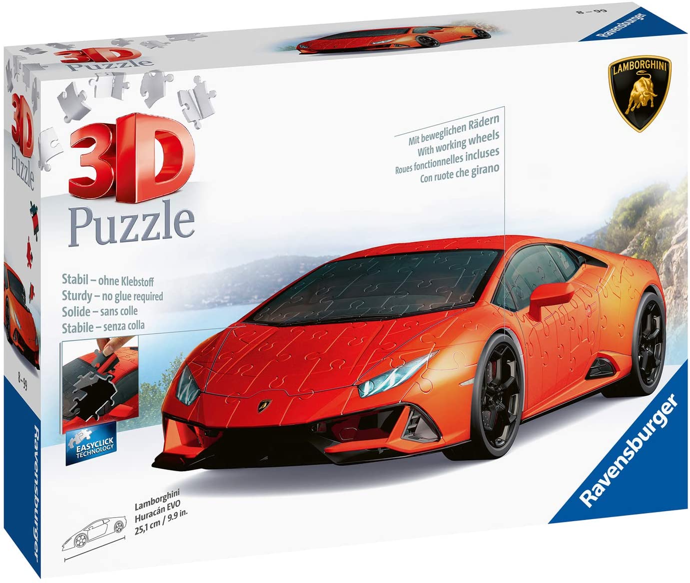 Ravensburger Lamborghini Huracan Evo 140 Piece 3D Puzzle for Families and Adults