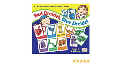 Red Dreidel, Blue Dreidel Jewish Color Match Lotto Game With 4 Game Boards