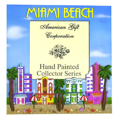 Resin Miami Beach Hotels Picture Frame, 3 x 3 Inch Sculptural Photo Holder Detailing Art Handcrafted